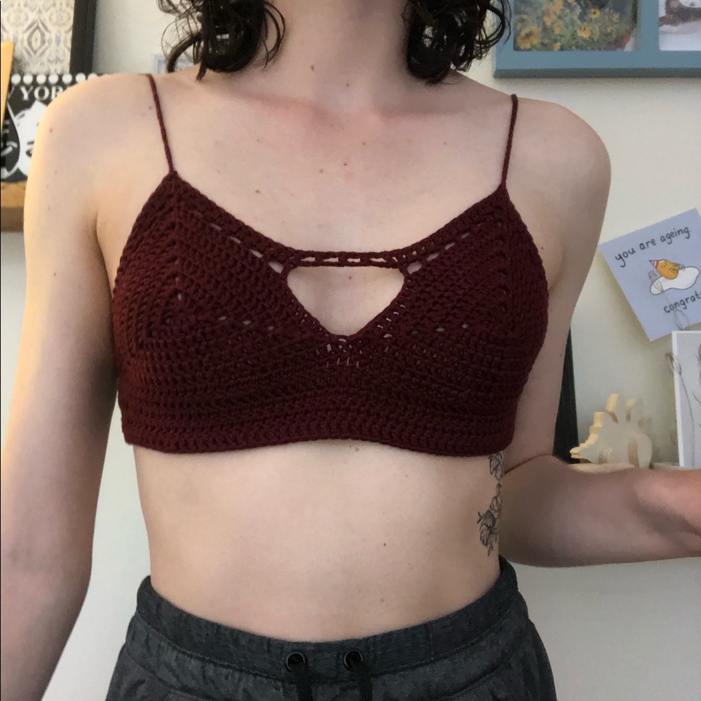 Wine Red Crochet Bralette